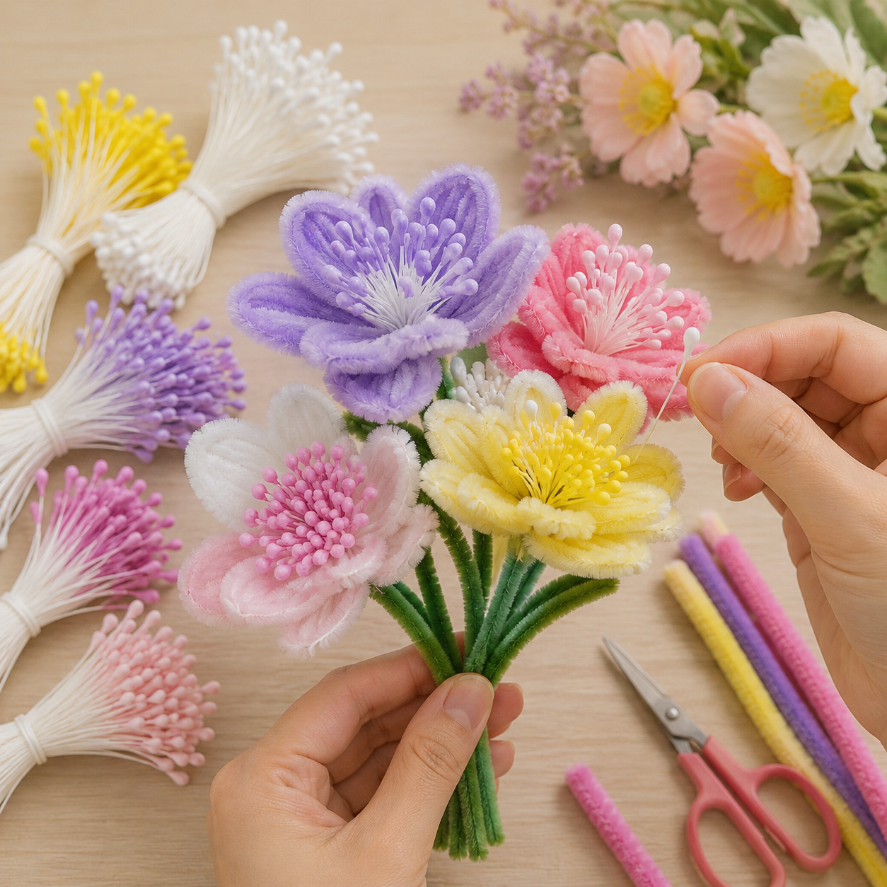 Pack Pistilos Premium | Manojito de ~750 Unidades | Complemento para Flores de Chenille / Limpiapipas