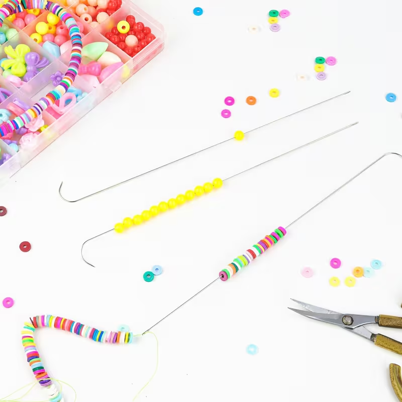 Agujas especial para bisutería de Ojo Grande y Mango Curvo | Esencial para Bead Spinner
