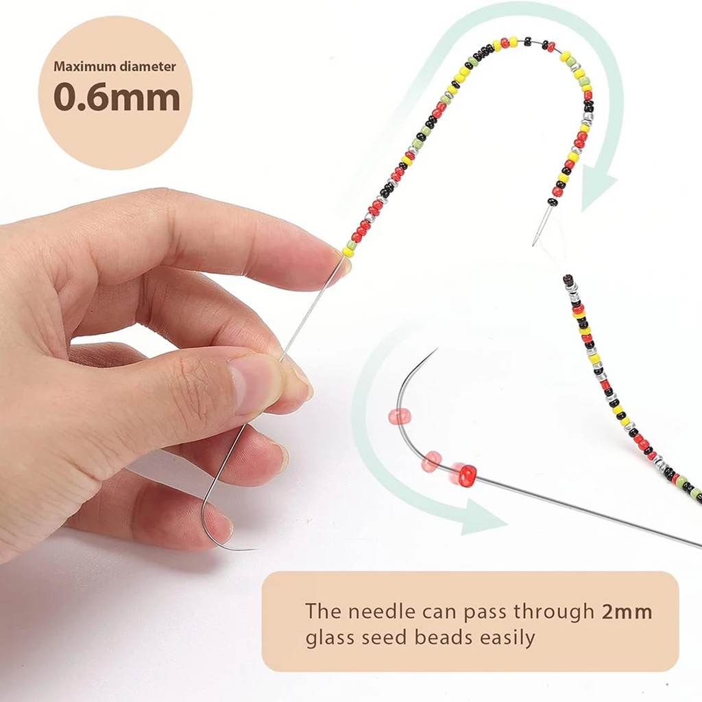 Agujas especial para bisutería de Ojo Grande y Mango Curvo | Esencial para Bead Spinner
