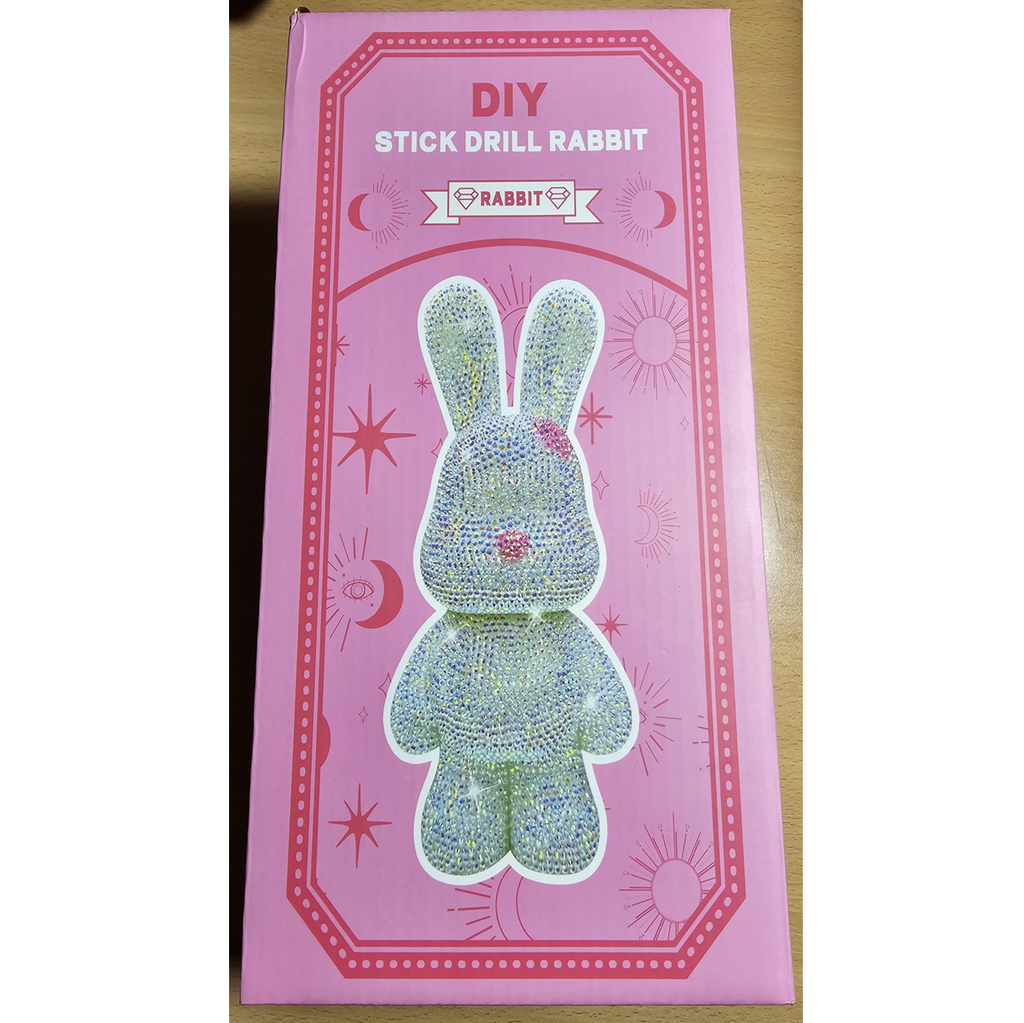 Kit DIY Alcancía Conejo con Piedras Diamantes Brillantes | Todo Incluido | Manualidad 3D 22.8 cm