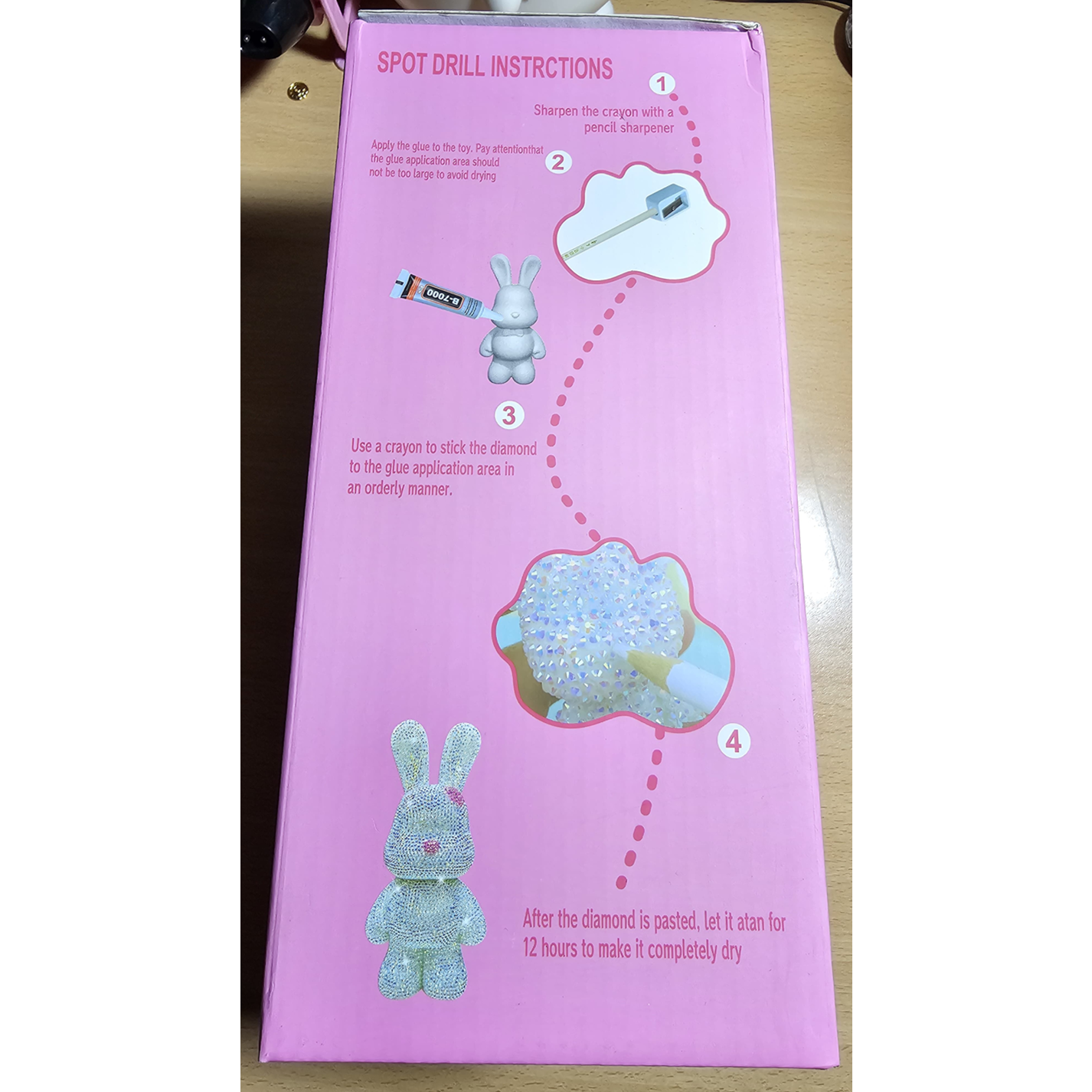 Kit DIY Alcancía Conejo con Piedras Diamantes Brillantes | Todo Incluido | Manualidad 3D 22.8 cm