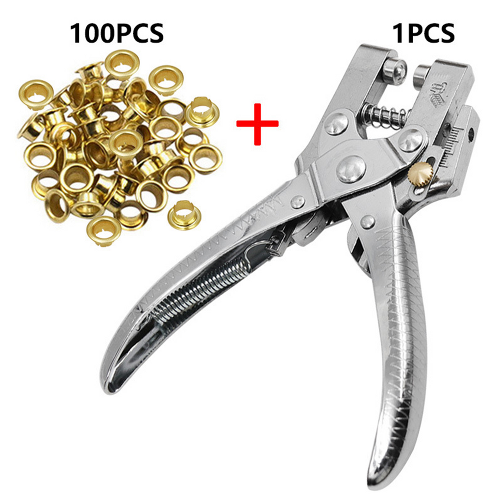 Alicate Perforador y Colocador de Ojales | 2 en 1 con Regla, Ideal para Cuero y Tela
