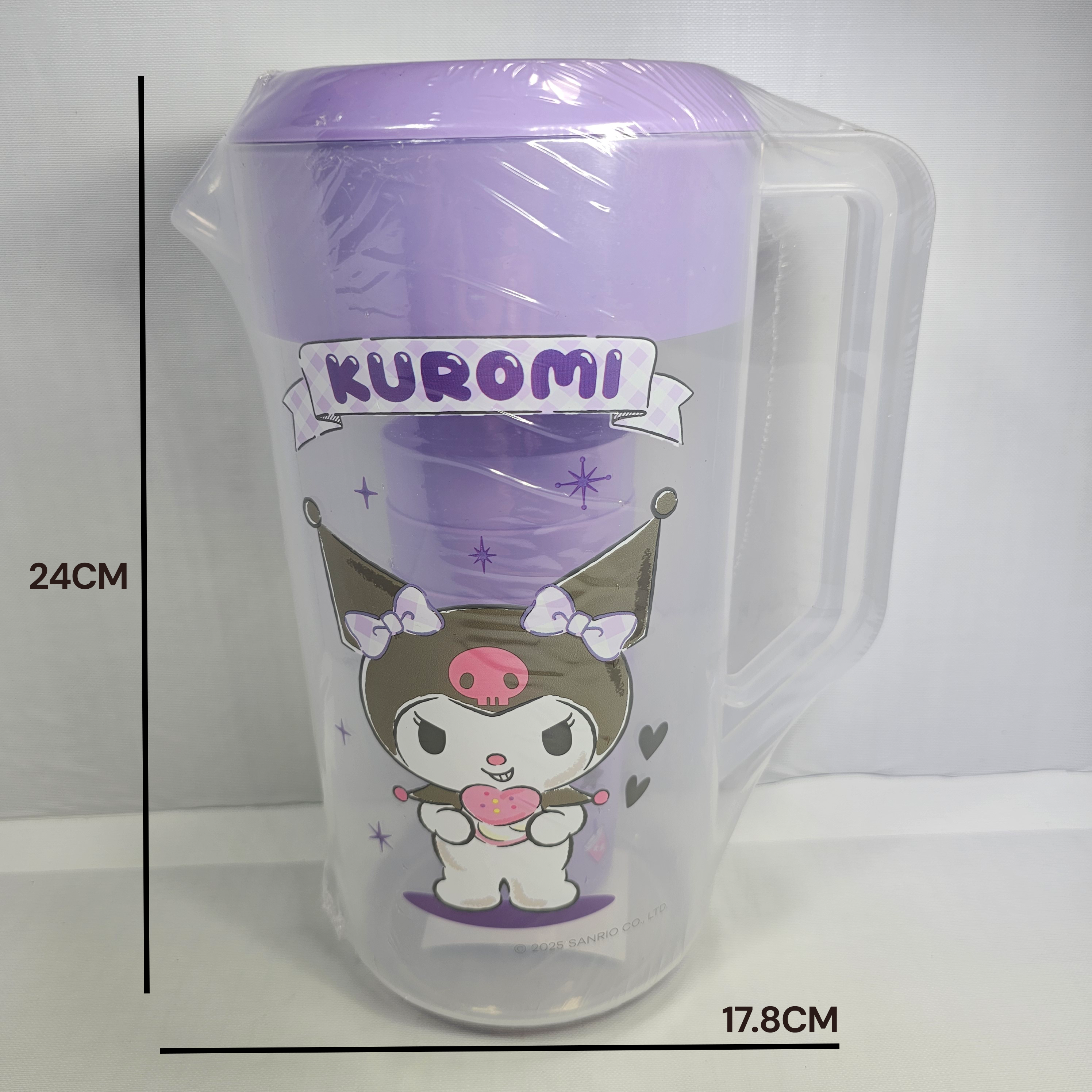 Set Jarra + 4 Vasos Hello Kitty - Kuromi 2L | Policarbonato, Licencia Oficial, para Fiestas y Colección