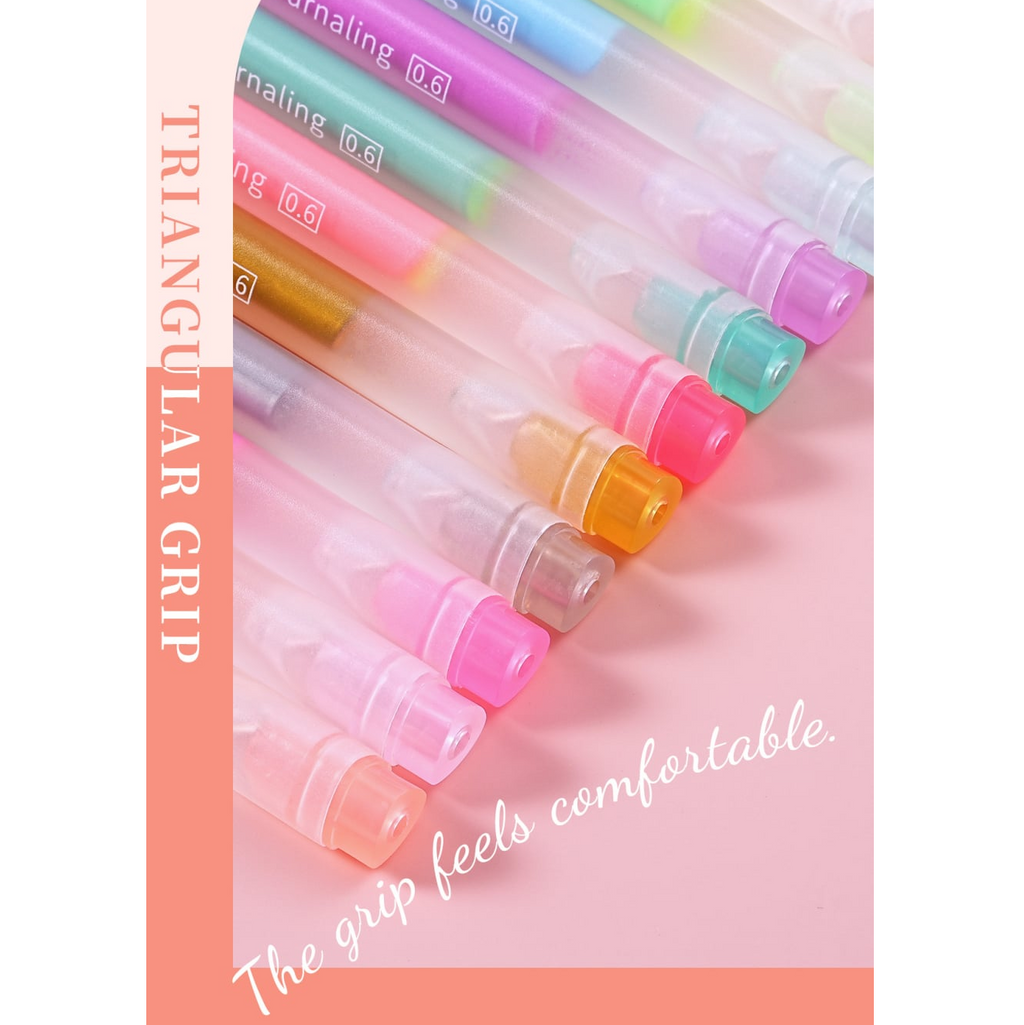 Bolígrafos de Gel Pastel de Alto Brillo | 0.6mm, Tinta Permanente de Gran Capacidad, 12 Colores