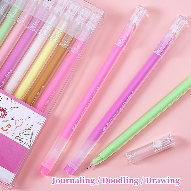 Bolígrafos de Gel Pastel de Alto Brillo | 0.6mm, Tinta Permanente de Gran Capacidad, 12 Colores
