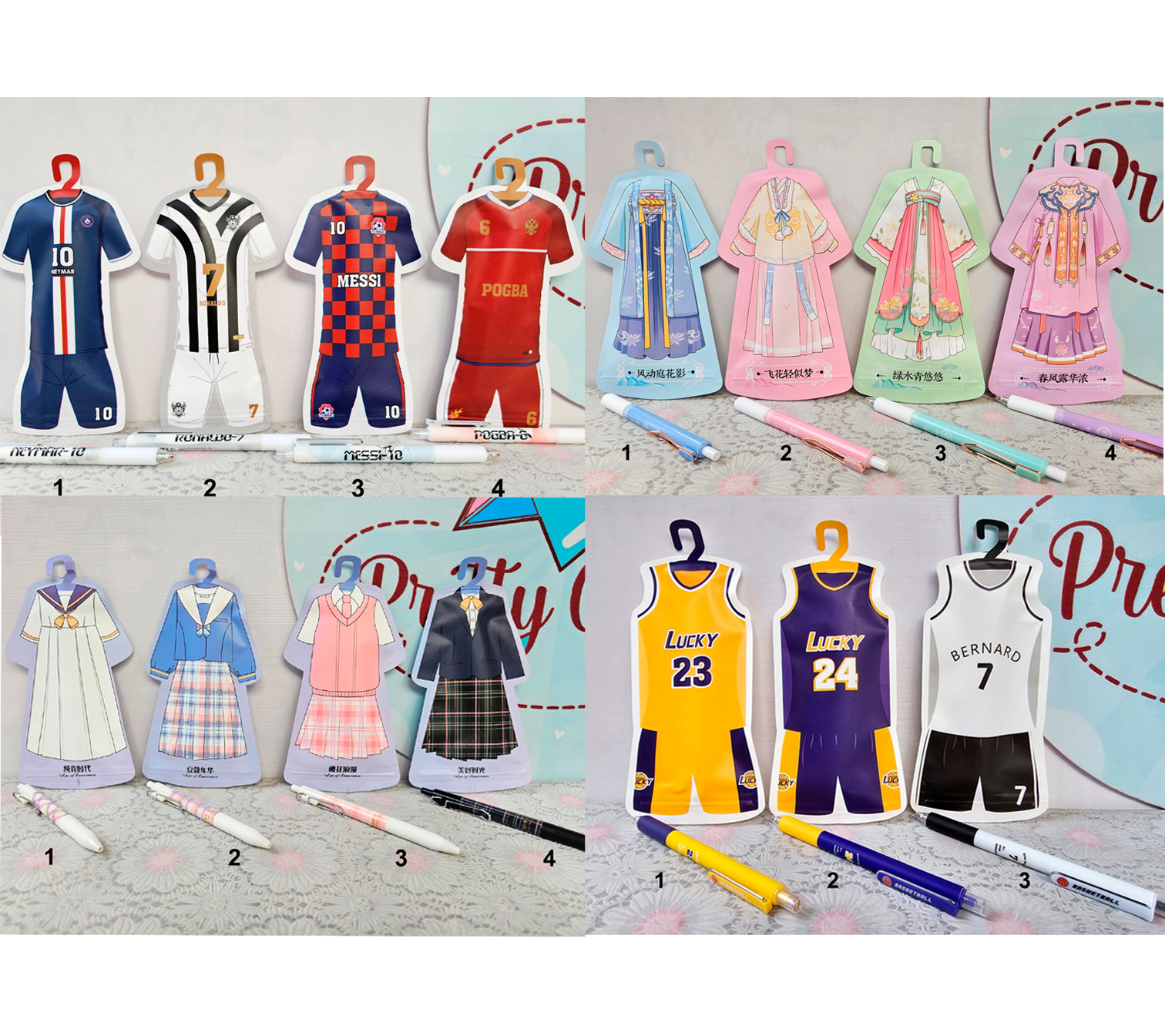 Bolígrafos Sorpresa con Bolsita de Prenda | 4 Diseños, Punta 0.5mm Negro