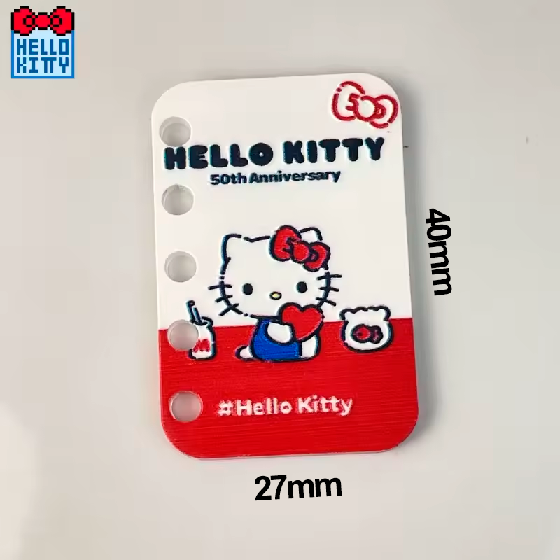 Adorno de Acrílico Hello Kitty Clásico | Con 5 Perforaciones para Llavero, Flip Book o Decoración