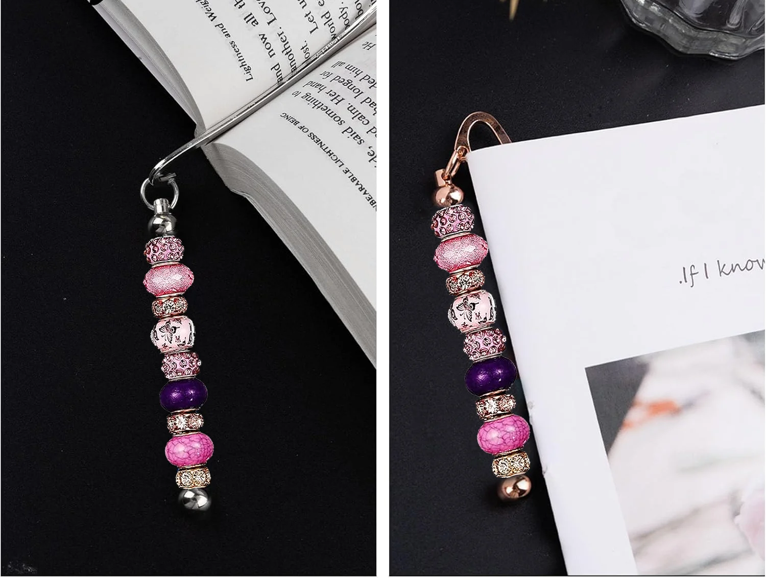 Marcapáginas Metálico Personalizable | Con separador y varilla para Charms – Varios Colores