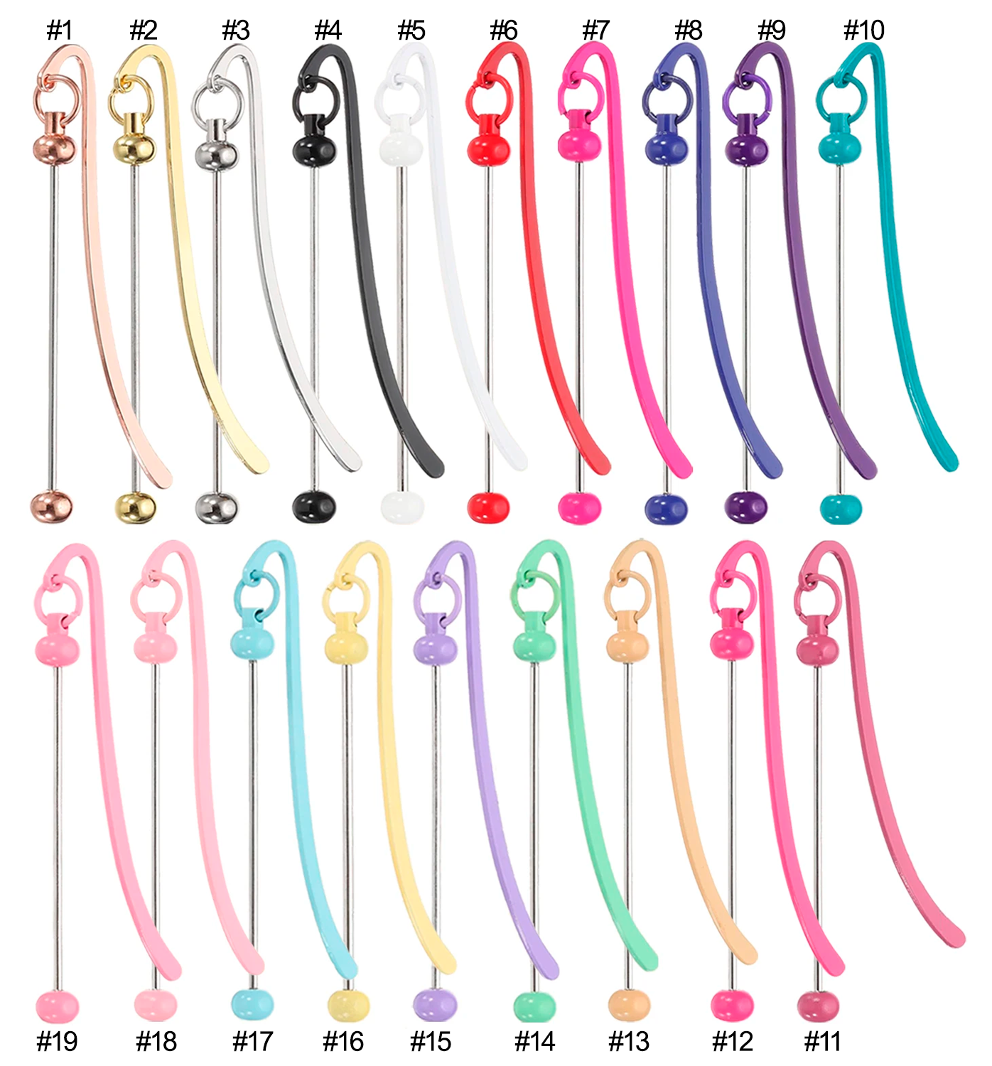 Marcapáginas Metálico Personalizable | Con separador y varilla para Charms – Varios Colores