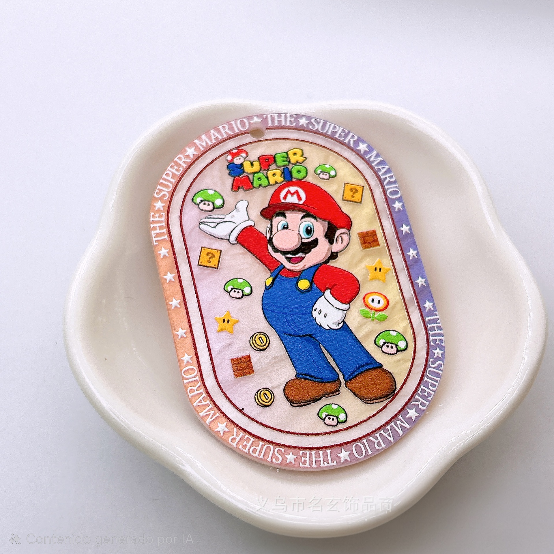 Tag Acrílico Mario Bros | Relieve Doble Cara 6x4.2 cm | Para Llaveros y Morrales