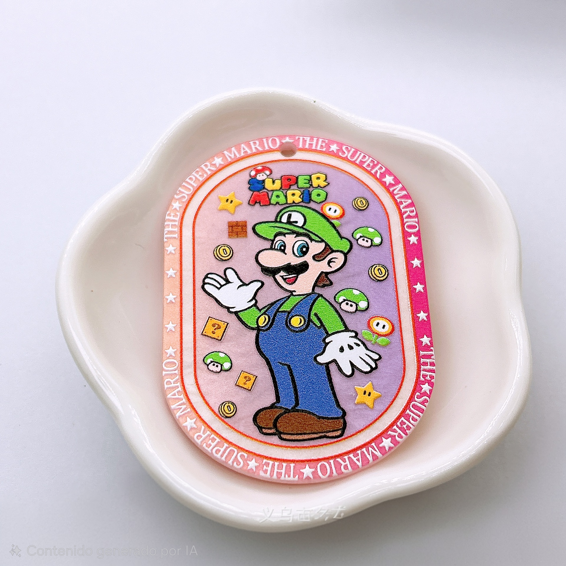 Tag Acrílico Mario Bros | Relieve Doble Cara 6x4.2 cm | Para Llaveros y Morrales