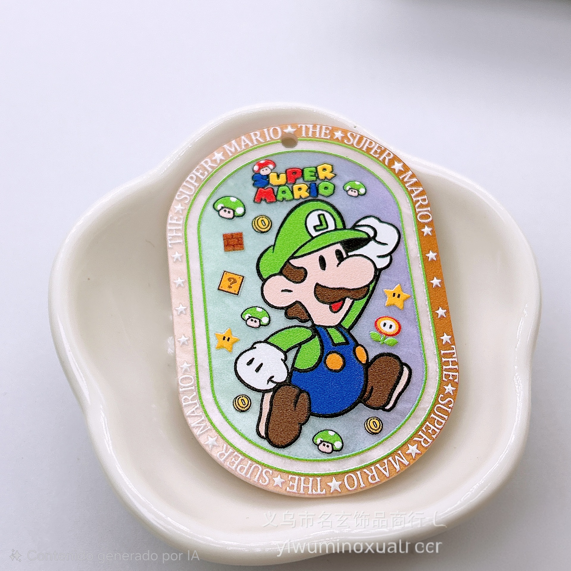 Tag Acrílico Mario Bros | Relieve Doble Cara 6x4.2 cm | Para Llaveros y Morrales