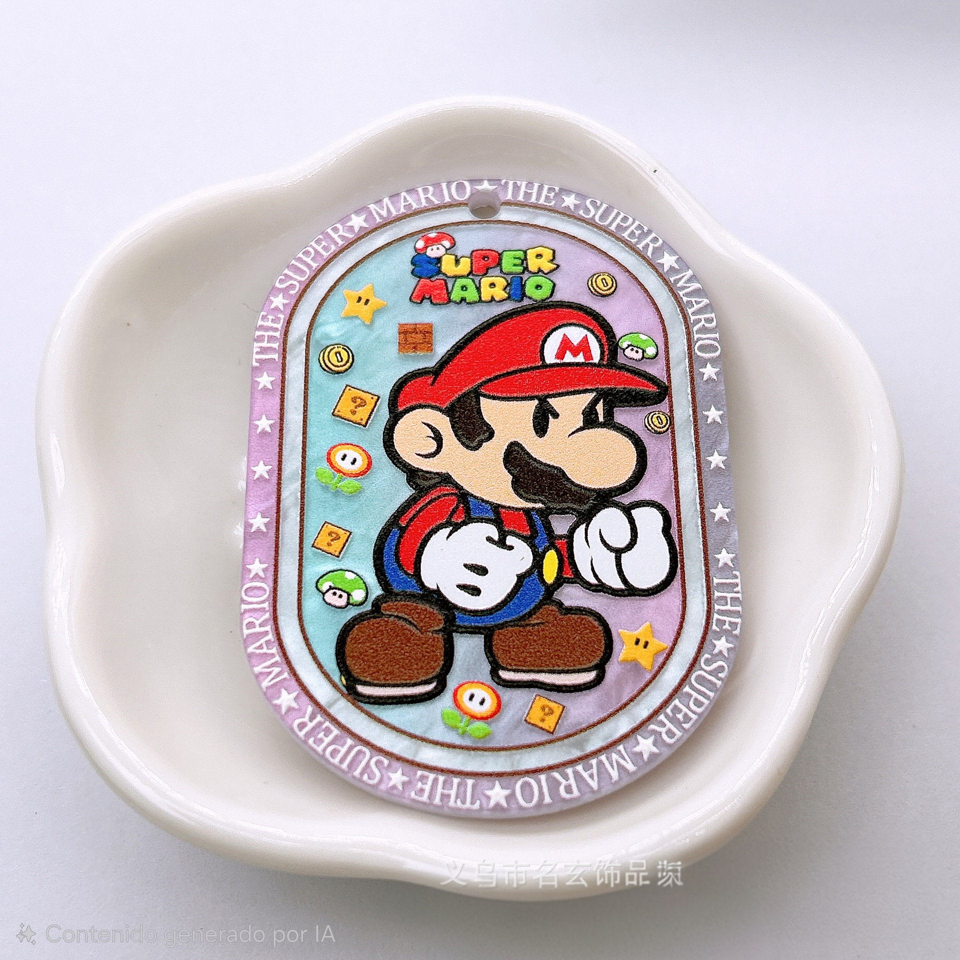 Tag Acrílico Mario Bros | Relieve Doble Cara 6x4.2 cm | Para Llaveros y Morrales