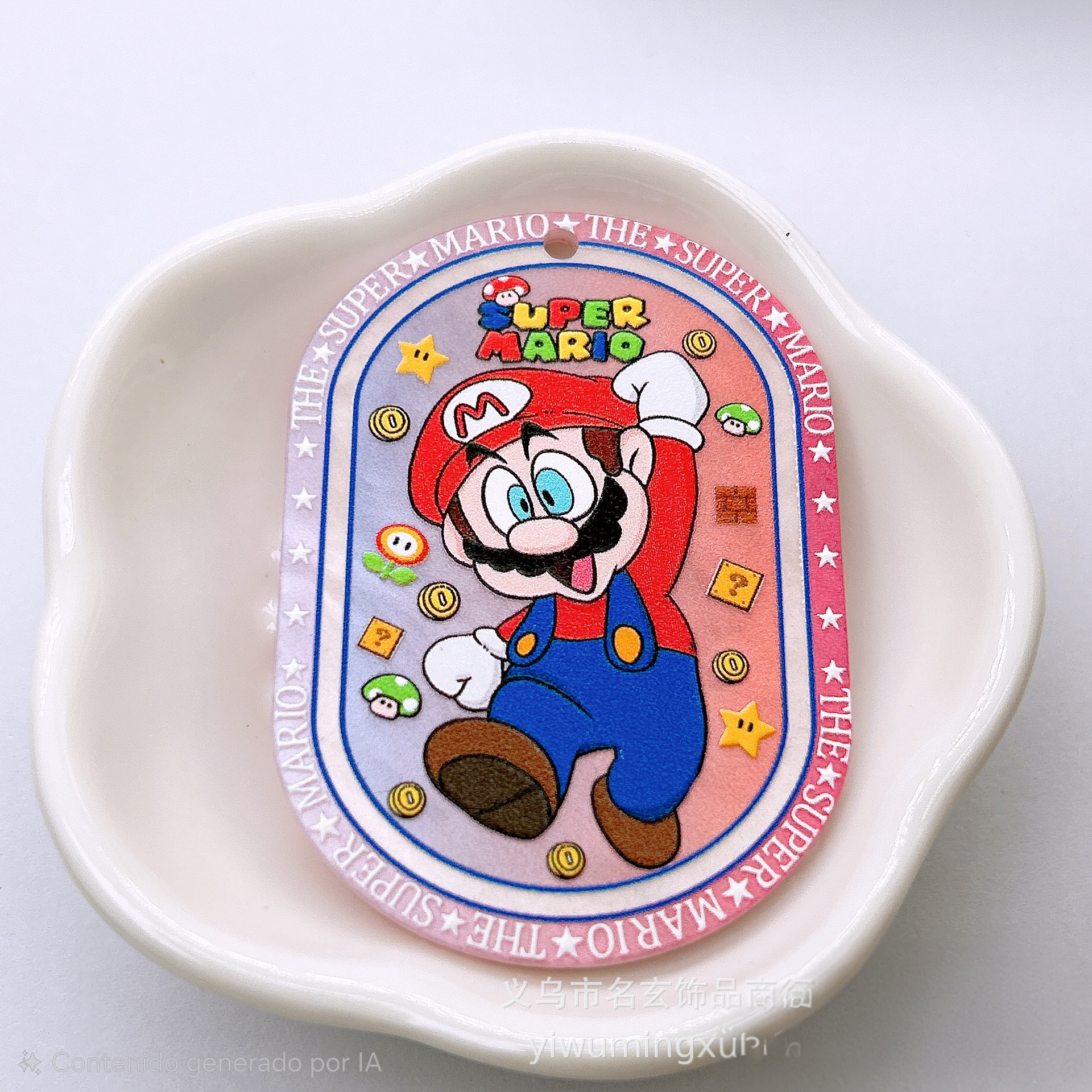 Tag Acrílico Mario Bros | Relieve Doble Cara 6x4.2 cm | Para Llaveros y Morrales