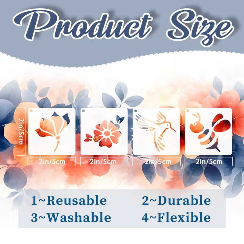 Stencil de Flores y Animalitos 5 cm Parte 4 | Diseños Variados | Tú eliges