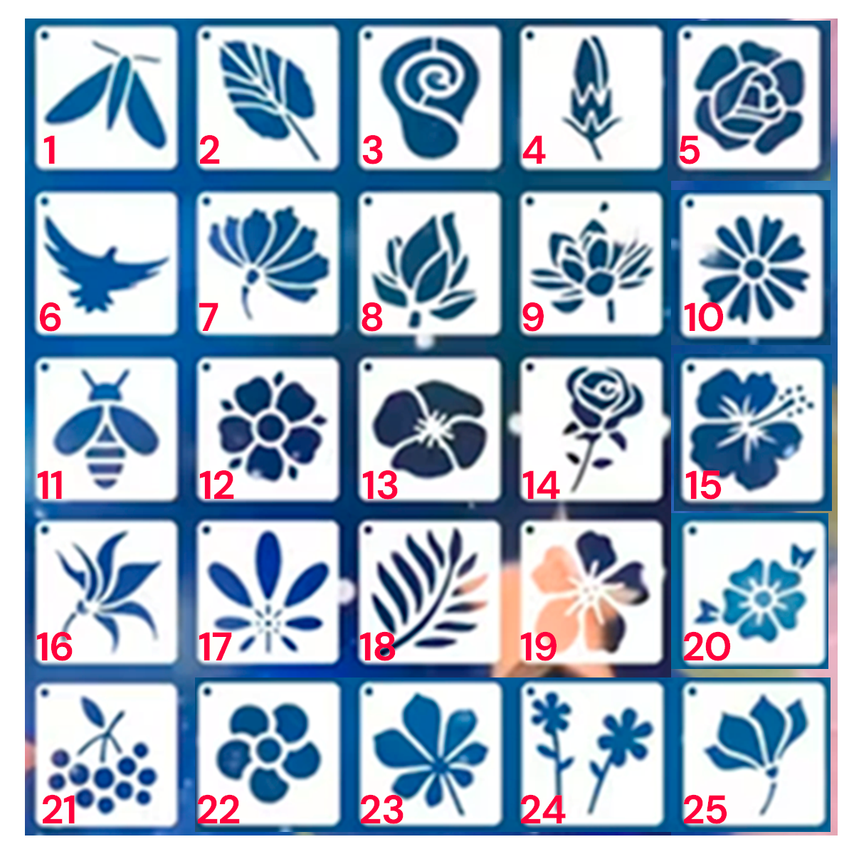 Stencil de Flores y Animalitos 5 cm Parte 4 | Diseños Variados | Tú eliges