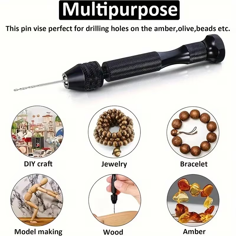 Mini Taladro Manual de Precisión | 3 Brocas Incluidas, Ideal para Joyería y Modelismo