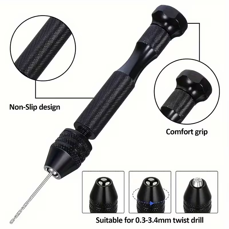Mini Taladro Manual de Precisión | 3 Brocas Incluidas, Ideal para Joyería y Modelismo