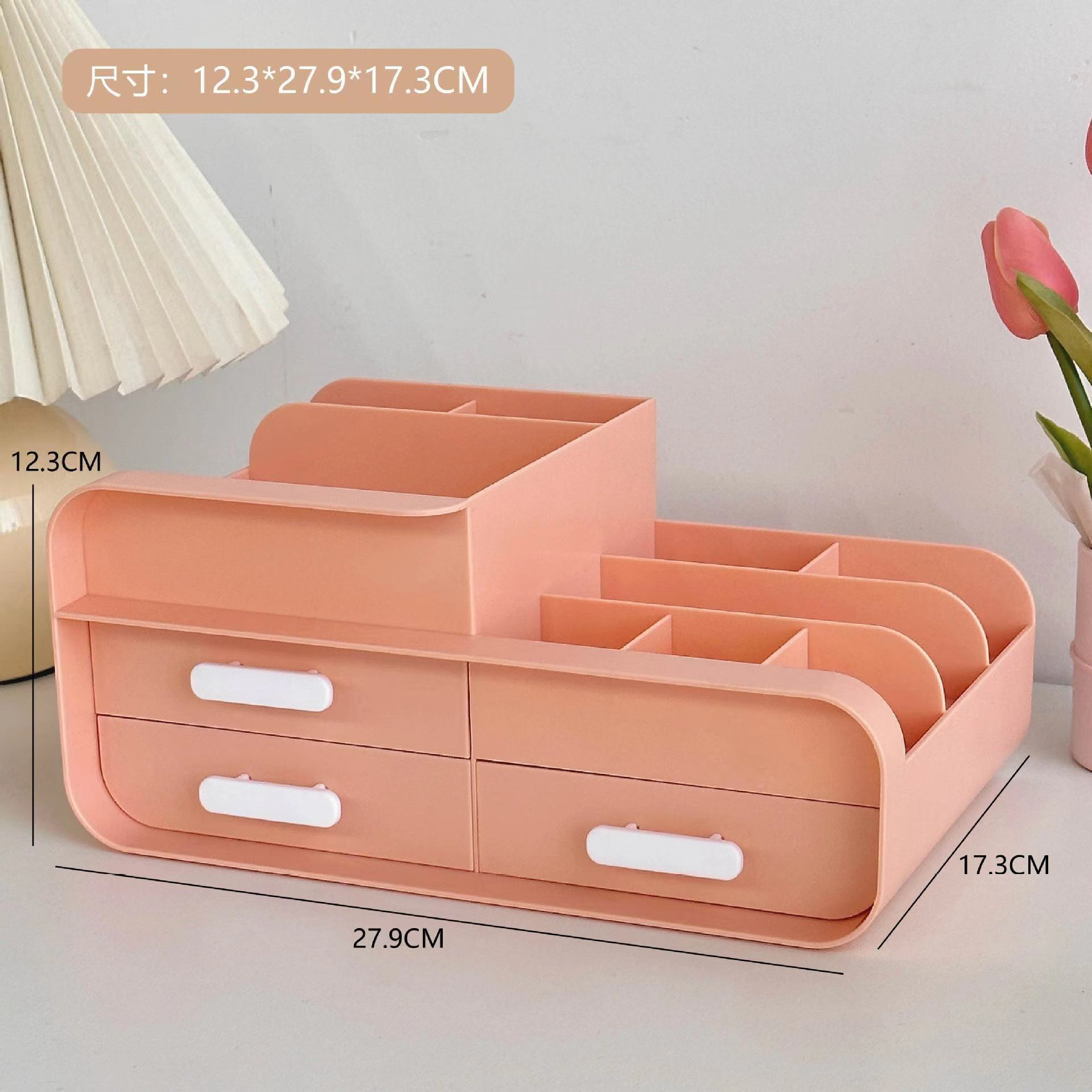 Organizador de Escritorio con Cajón | Resistentes Compartimentos Multiusos, Color Melón