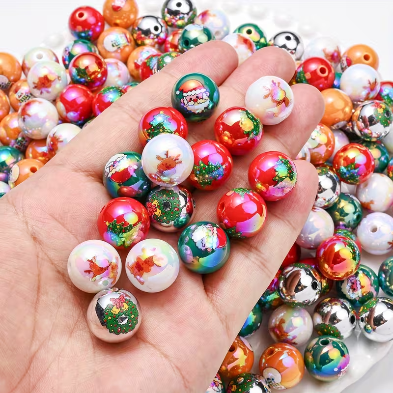 Cuentas acrílicos navideñas 15mm