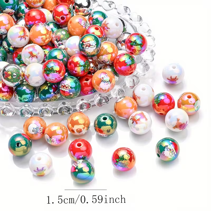 Cuentas acrílicos navideñas 15mm