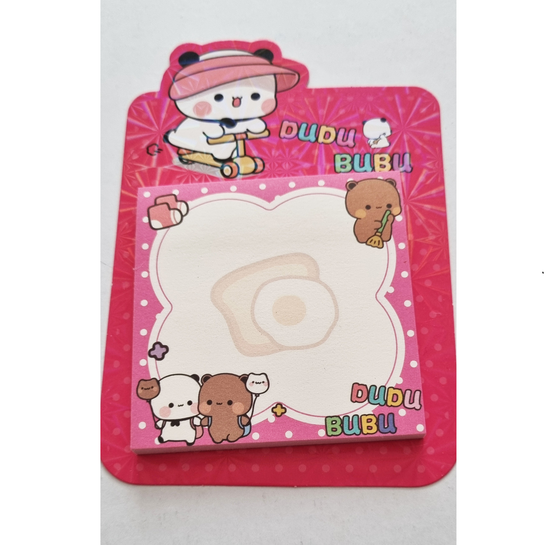 Post-it Notas Adhesivas Ositos Bubu | 50 Hojas 7.5x7.5 cm, Colores Fucsia, Rosado, Celeste, Morado