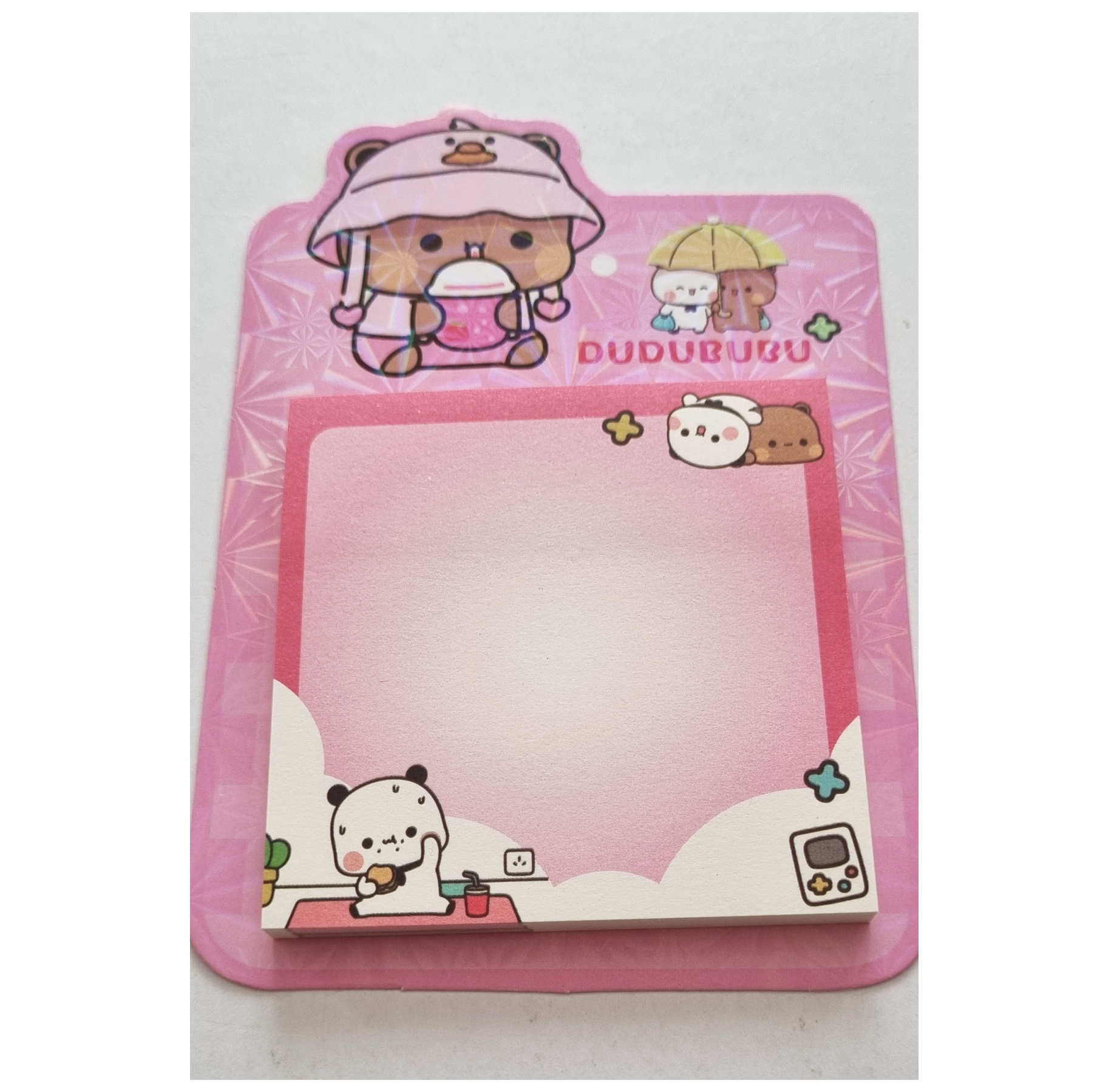 Post-it Notas Adhesivas Ositos Bubu | 50 Hojas 7.5x7.5 cm, Colores Fucsia, Rosado, Celeste, Morado