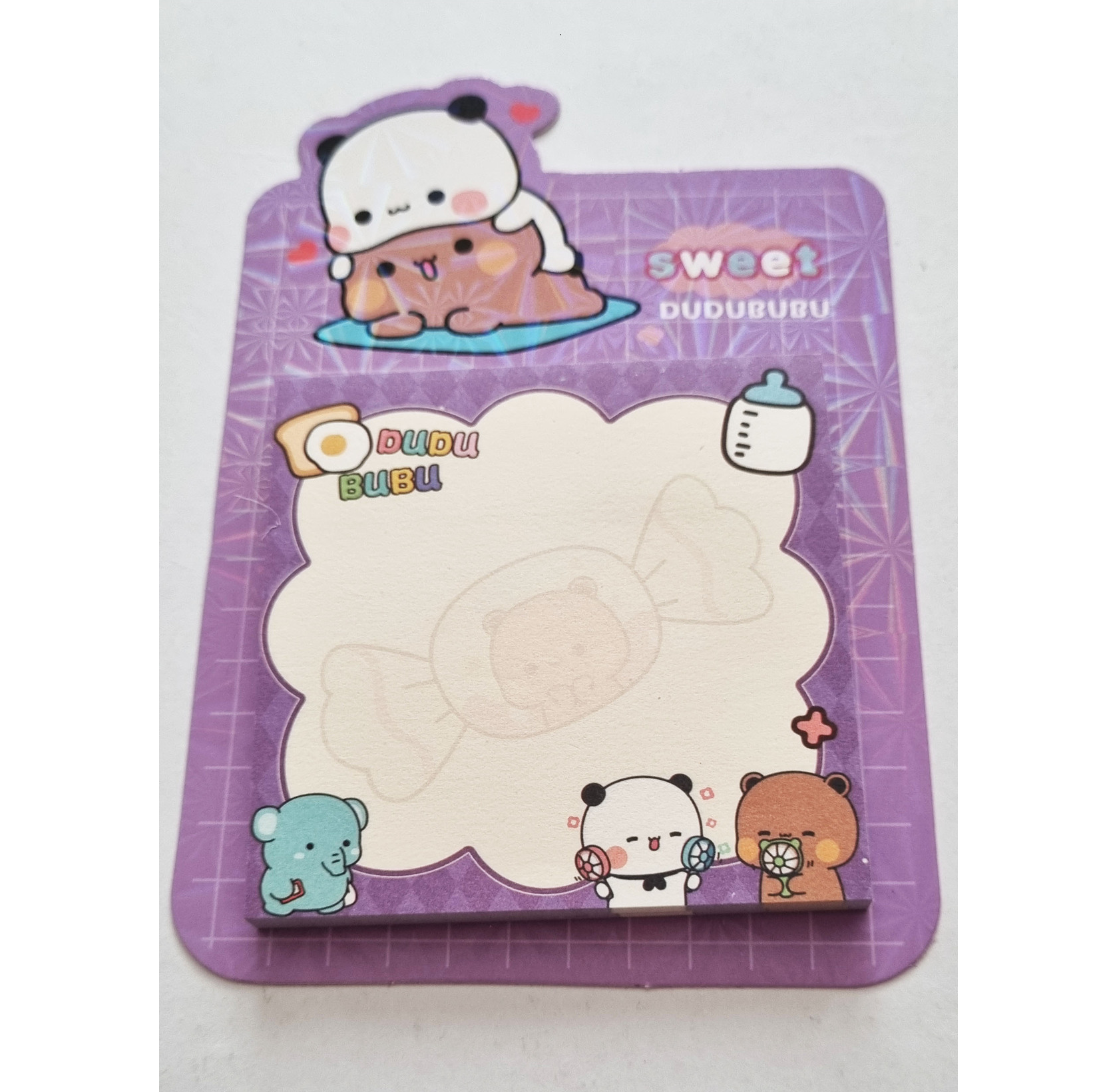 Post-it Notas Adhesivas Ositos Bubu | 50 Hojas 7.5x7.5 cm, Colores Fucsia, Rosado, Celeste, Morado