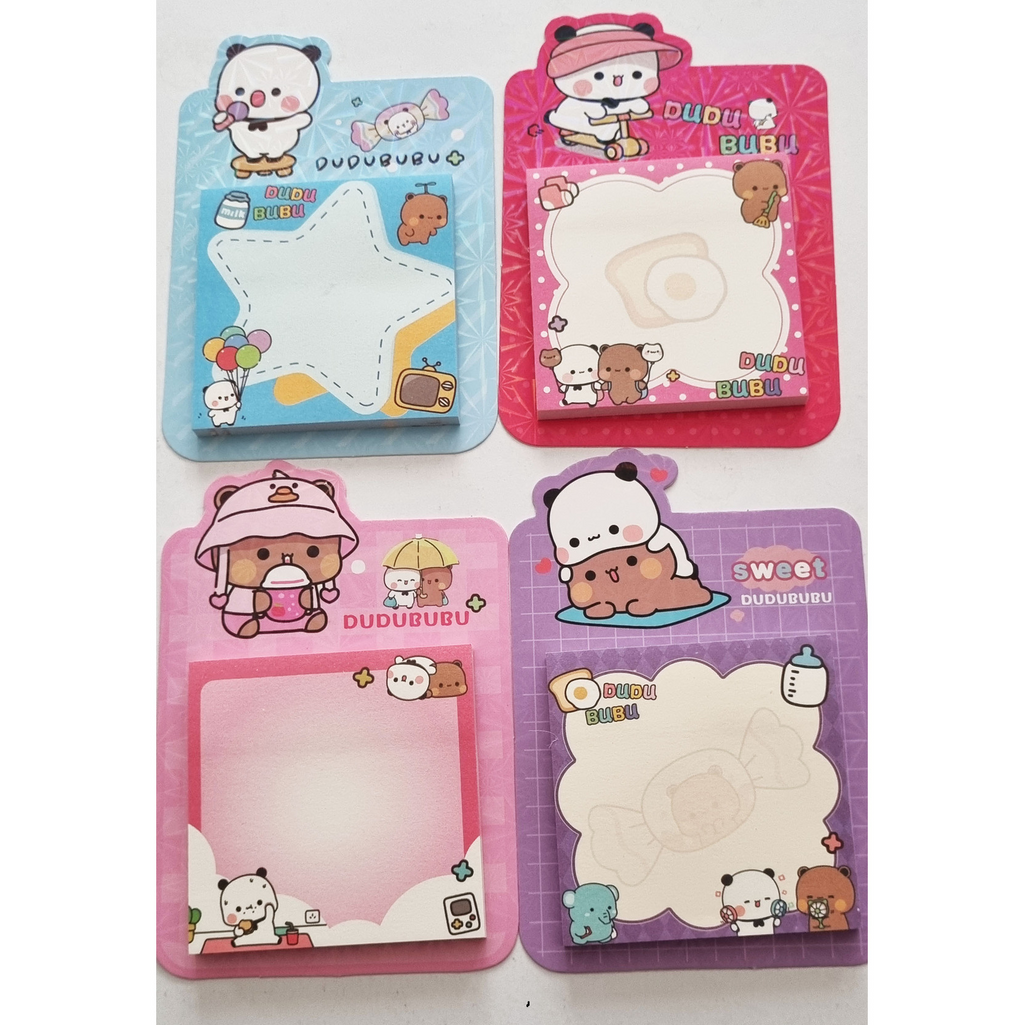 Post-it Notas Adhesivas Ositos Bubu | 50 Hojas 7.5x7.5 cm, Colores Fucsia, Rosado, Celeste, Morado