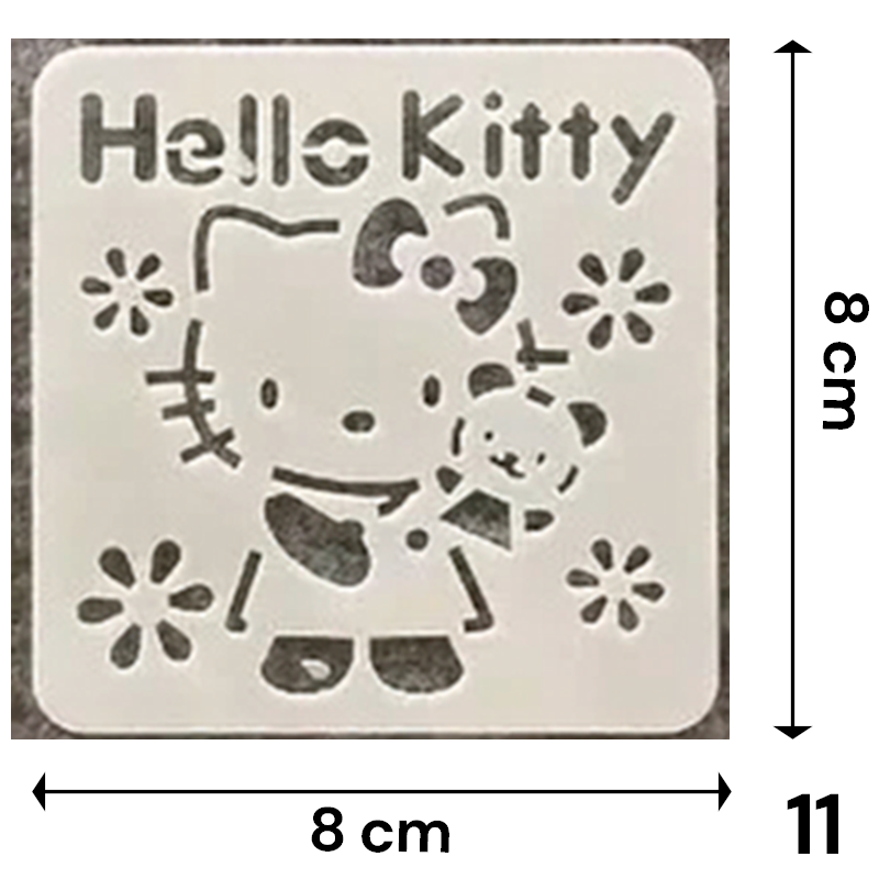 Stencil Sanrio 8x8 cm | Lavables y Reutilizables | Personajes Hello Kitty y Amigos