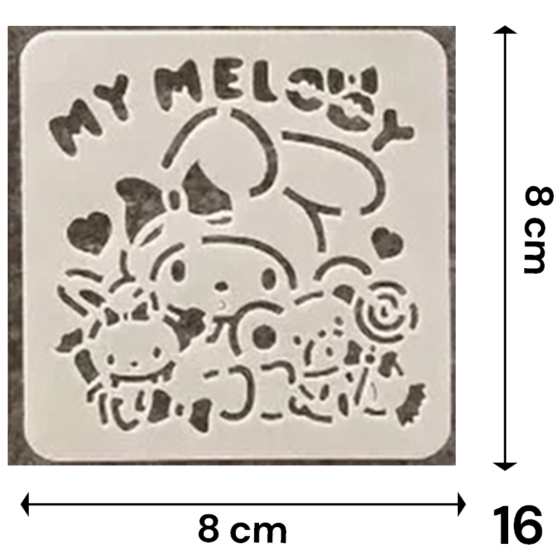 Stencil Sanrio 8x8 cm | Lavables y Reutilizables | Personajes Hello Kitty y Amigos