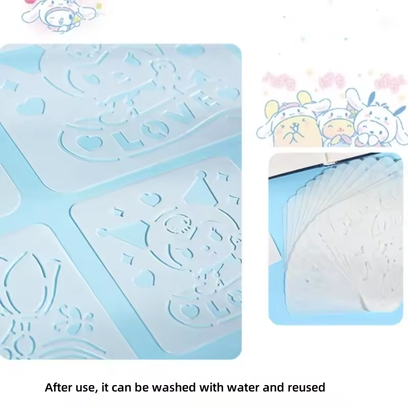 Stencil Sanrio 8x8 cm | Lavables y Reutilizables | Personajes Hello Kitty y Amigos