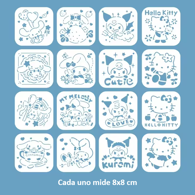 Stencil Sanrio 8x8 cm | Lavables y Reutilizables | Personajes Hello Kitty y Amigos