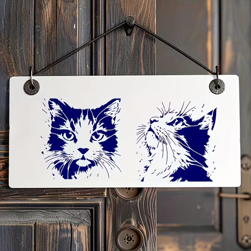 Stencil de Gatitos Realistas 15x15 cm | Detalles de Pelaje y Bigotes | 4 Diseños