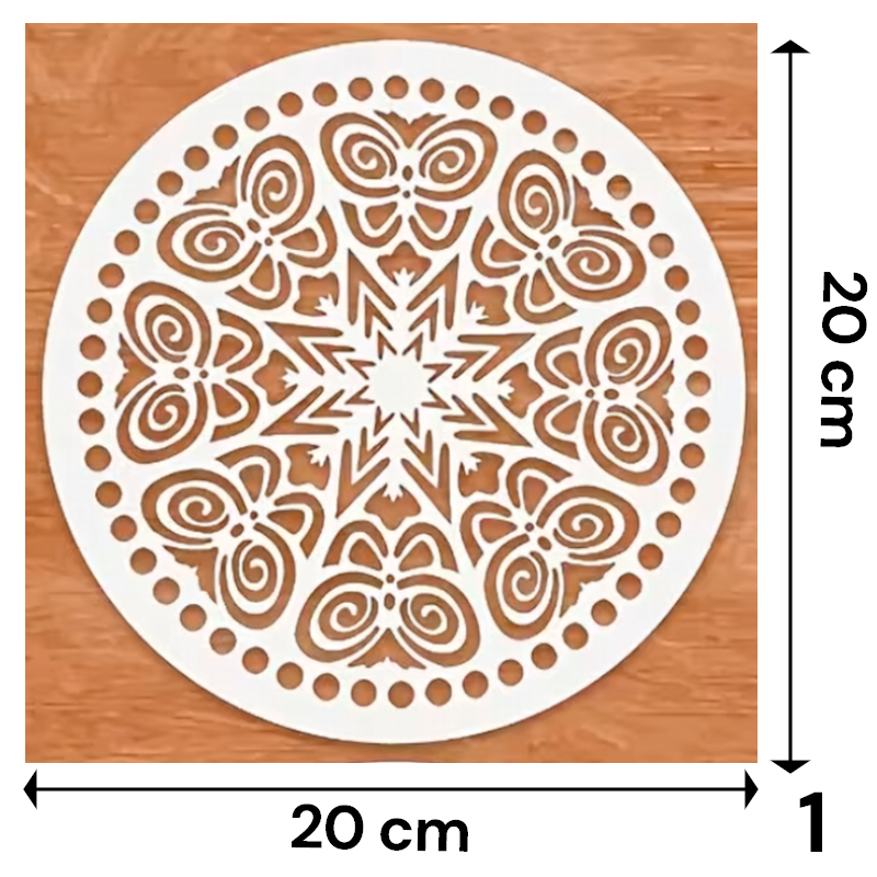 Stencil Mandala Grande 20x20 cm | Plantilla Reutilizable para Pintura y Decoración