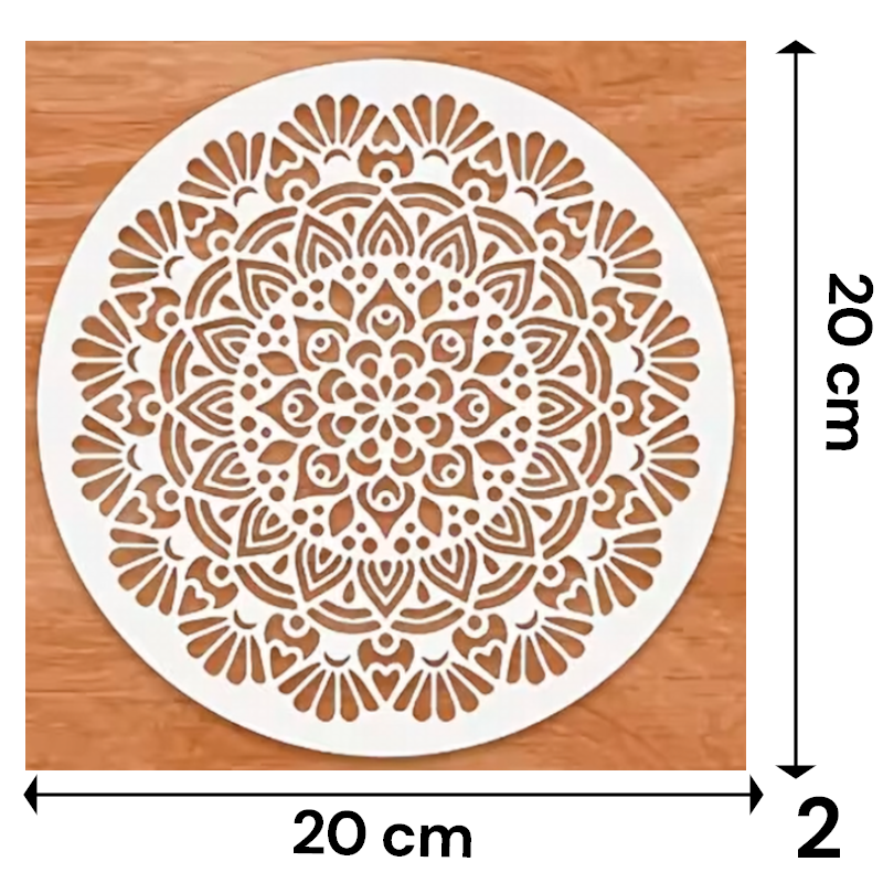 Stencil Mandala Grande 20x20 cm | Plantilla Reutilizable para Pintura y Decoración