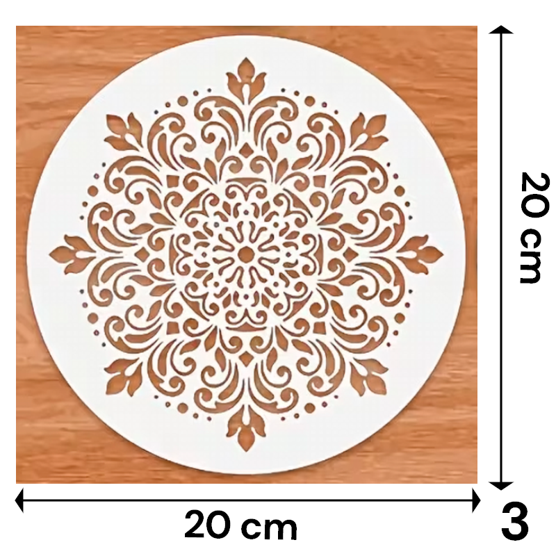 Stencil Mandala Grande 20x20 cm | Plantilla Reutilizable para Pintura y Decoración