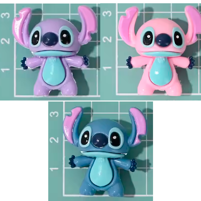 Set de 3 Figuras 3D de Stitch Flexible | PVC para Manualidades, Llaveros, Lapiceros y Decoración | 3.2 cm