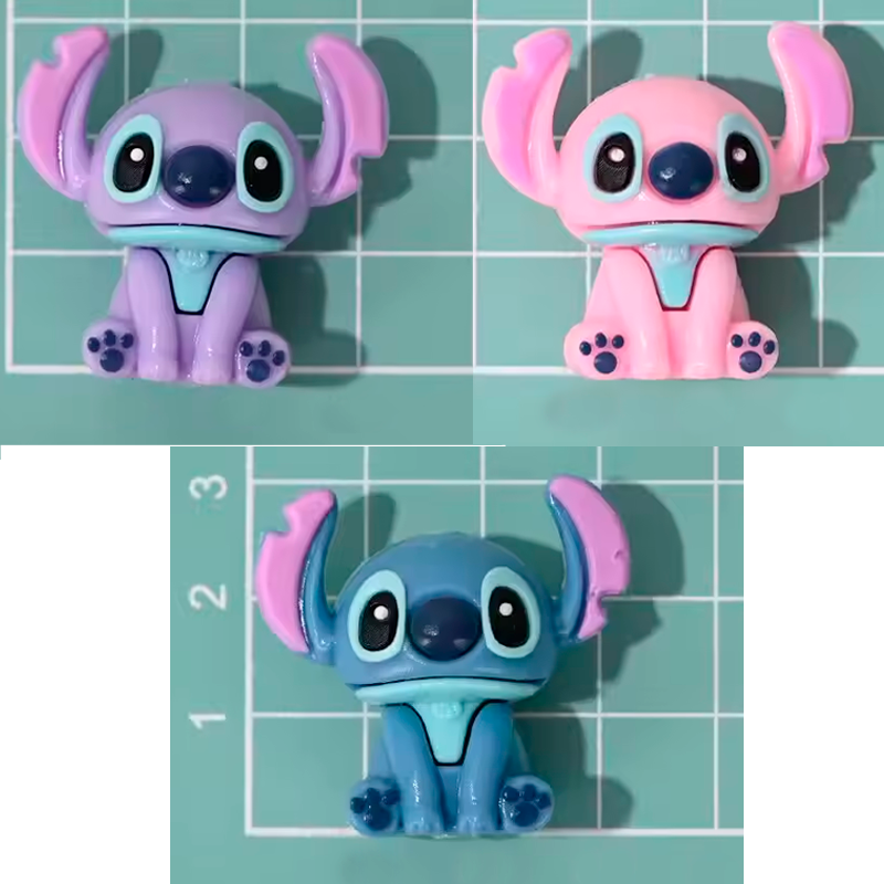 Set de 3 Figuras 3D de Stitch Flexible | PVC para Manualidades, Llaveros, Lapiceros y Decoración | 3.2 cm