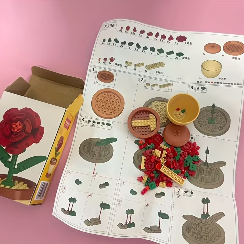 Mini Flores de Lego | Set Armable 88-108 Piezas | 6 Diseños: Girasol, Tulipán, Rosa, Clavel y más