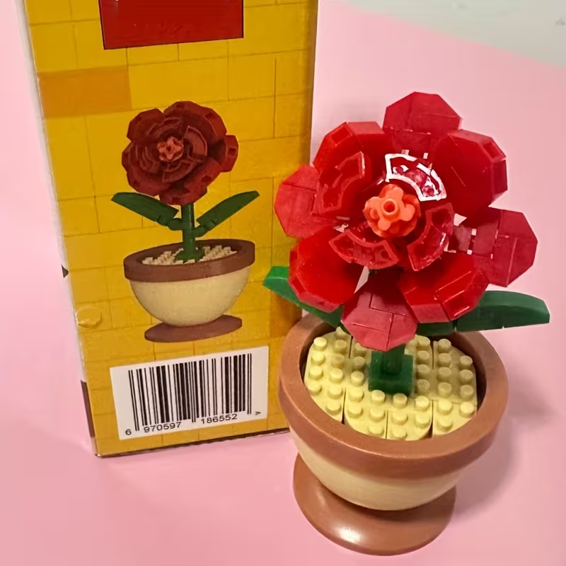 Mini Flores de Lego | Set Armable 88-108 Piezas | 6 Diseños: Girasol, Tulipán, Rosa, Clavel y más