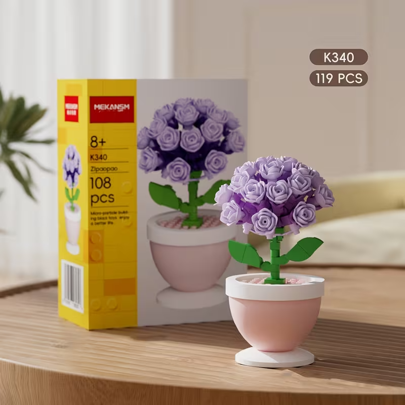 Mini Flores de Lego | Set Armable 88-108 Piezas | 6 Diseños: Girasol, Tulipán, Rosa, Clavel y más