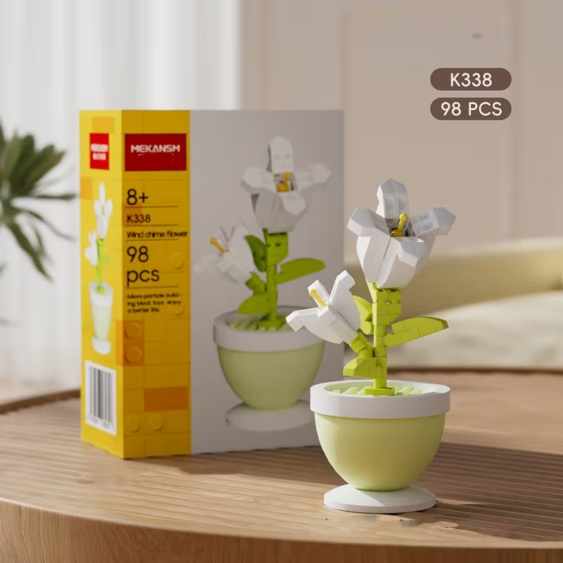 Mini Flores de Lego | Set Armable 88-108 Piezas | 6 Diseños: Girasol, Tulipán, Rosa, Clavel y más