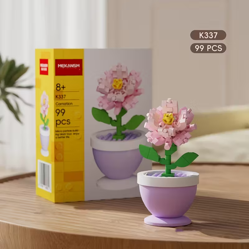 Mini Flores de Lego | Set Armable 88-108 Piezas | 6 Diseños: Girasol, Tulipán, Rosa, Clavel y más