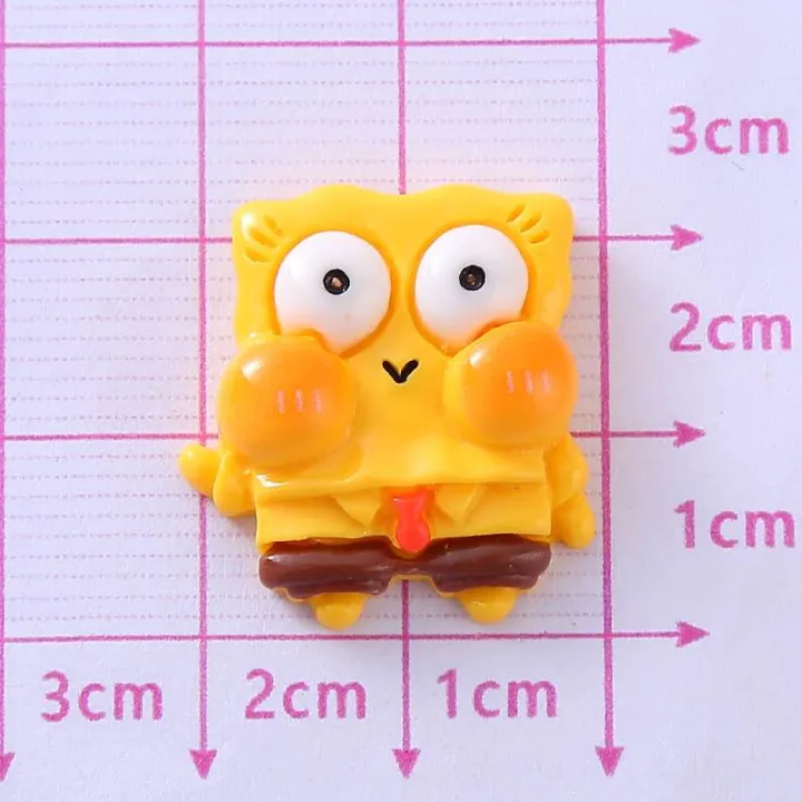 Aplique de Resina Bob Esponja | Personajes Brillantes, 3 cm para Manualidades y Dijes