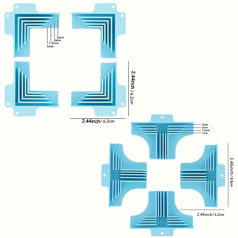 Set Completo de Guías para Cartonaje | 8 Piezas (4 Esquinas + 4 Divisores) | 3 Colores