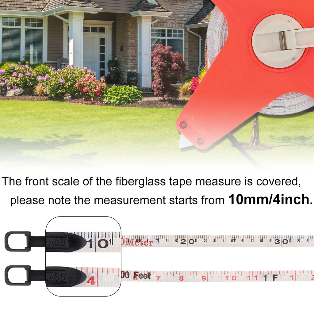 Cinta Métrica Retráctil 20m | Nailon Impermeable, Doble Escala (Métrica/Imperial), para exteriores