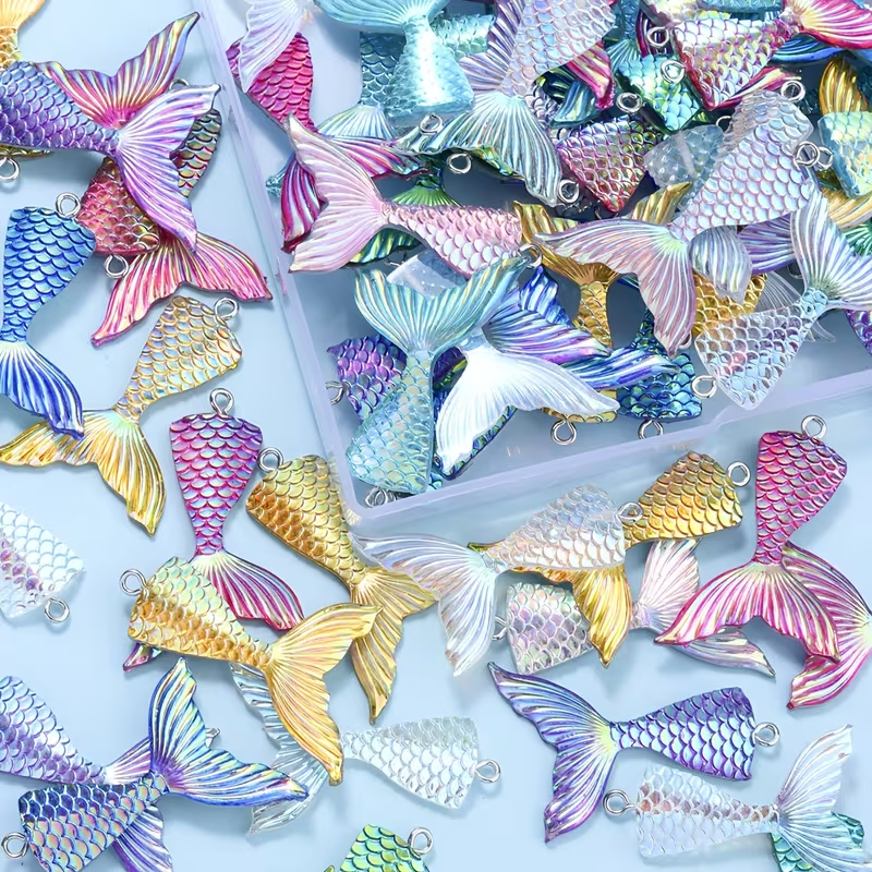 Colgantes Cola de Sirena 3D | Acrílico Degradado Brillante | +4 cm para Bisutería DIY