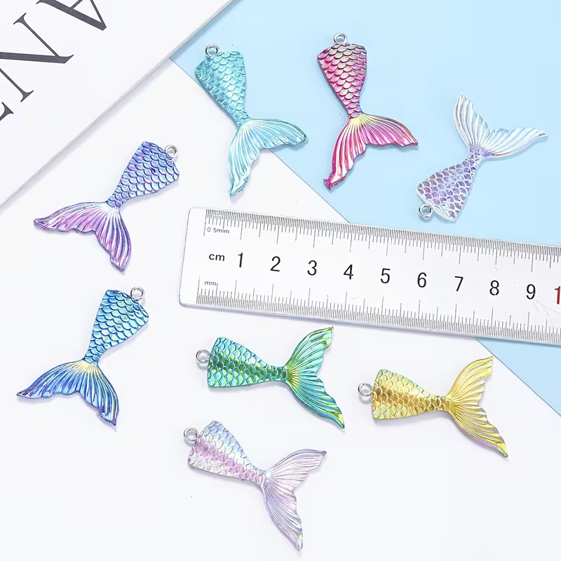 Colgantes Cola de Sirena 3D | Acrílico Degradado Brillante | +4 cm para Bisutería DIY
