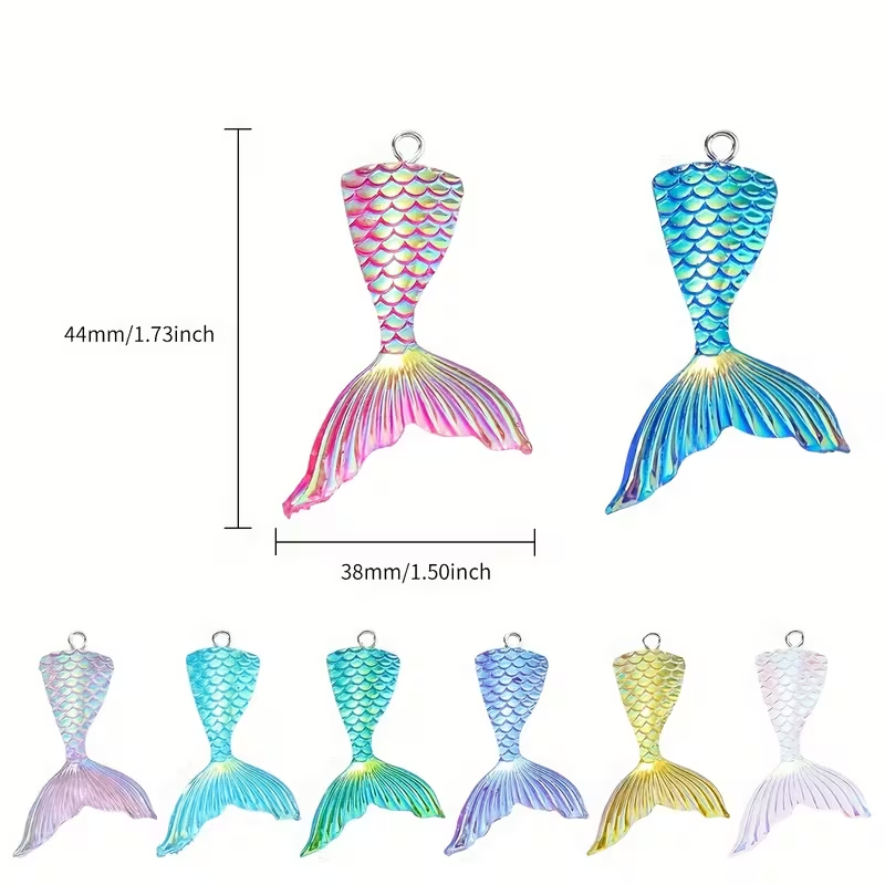 Colgantes Cola de Sirena 3D | Acrílico Degradado Brillante | +4 cm para Bisutería DIY